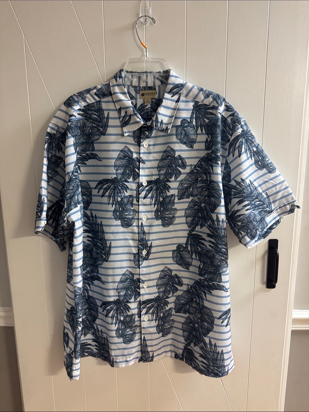 Haggar Clothing Co. Tropical Leaves Button Down Shirt Men's Size XL